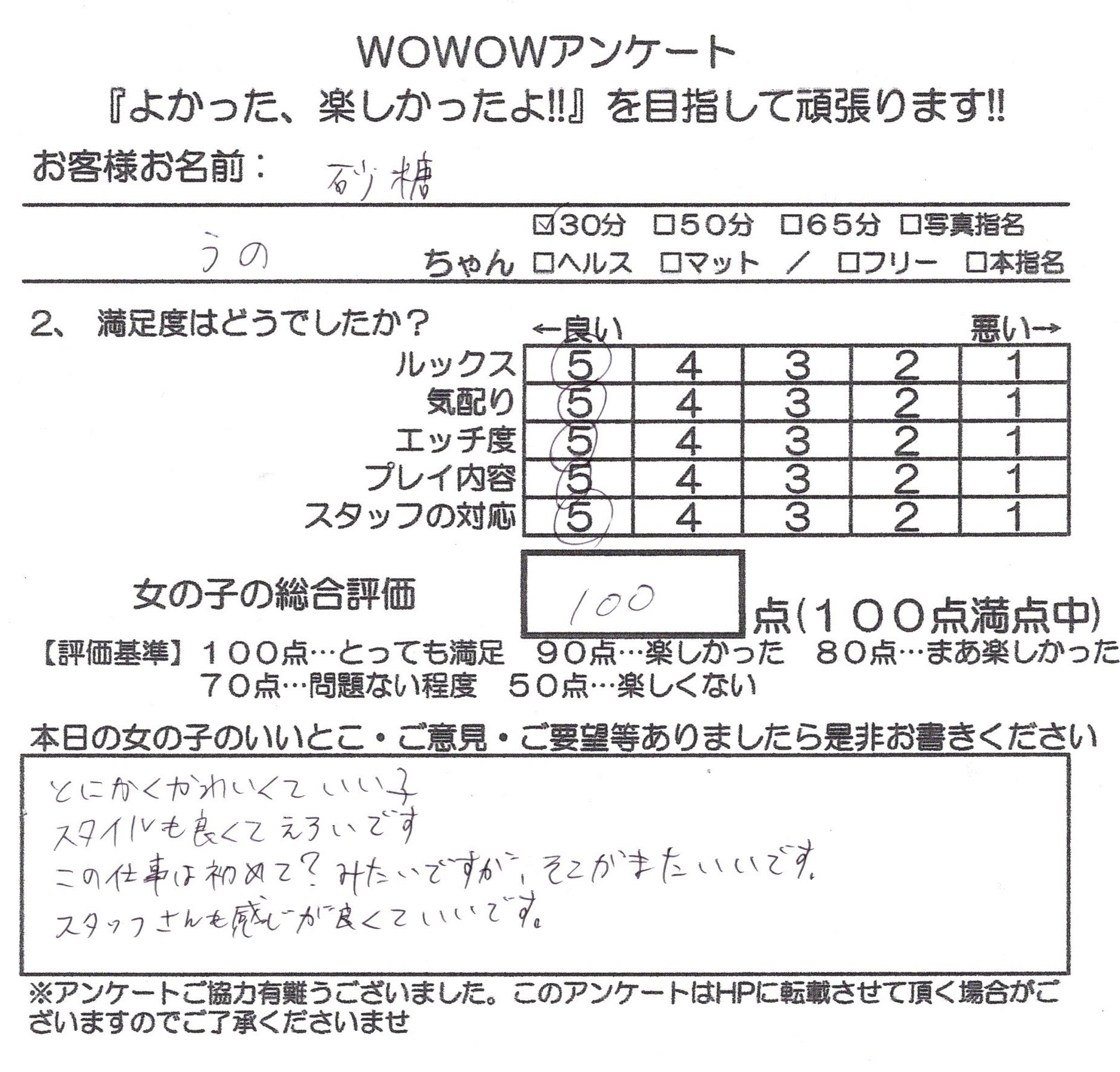 砂糖様の口コミ内容